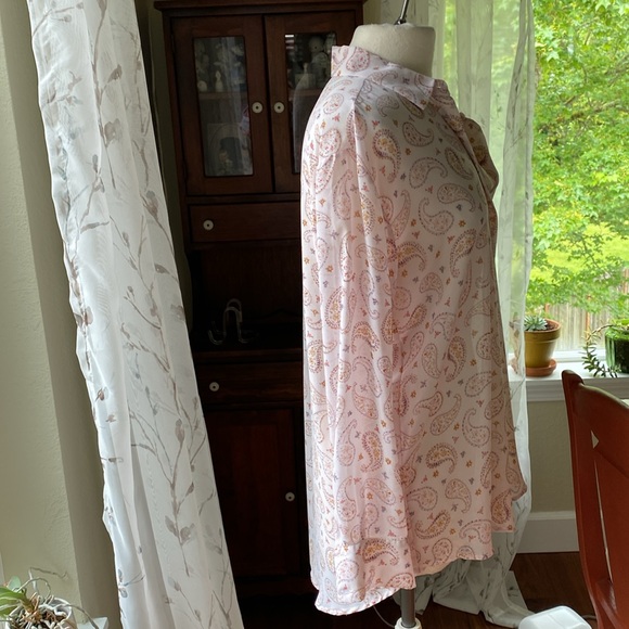 Zara pale pink paisley print blouse long sleeves size Medium, oversized - Picture 5 of 10